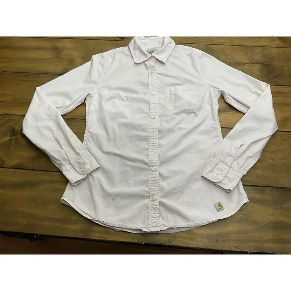 Carhartt For Woman Long Sleeve Button Down Shirt Light Pink Size Medium - Picture 1 of 8